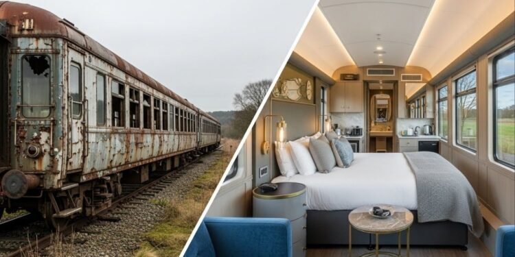 Jovem compra vagão de trem abandonado por £2.300 e o transforma em Airbnb de luxo com faturamento de £90 mil por ano