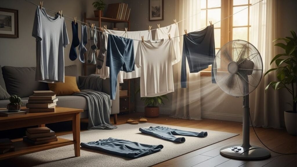 O truque simples com ventilador que salva sua roupa molhada nos dias chuvosos