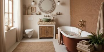 Banheiro branco sai de cena: nova tendência traz aconchego, estética natural e clima de spa em casa