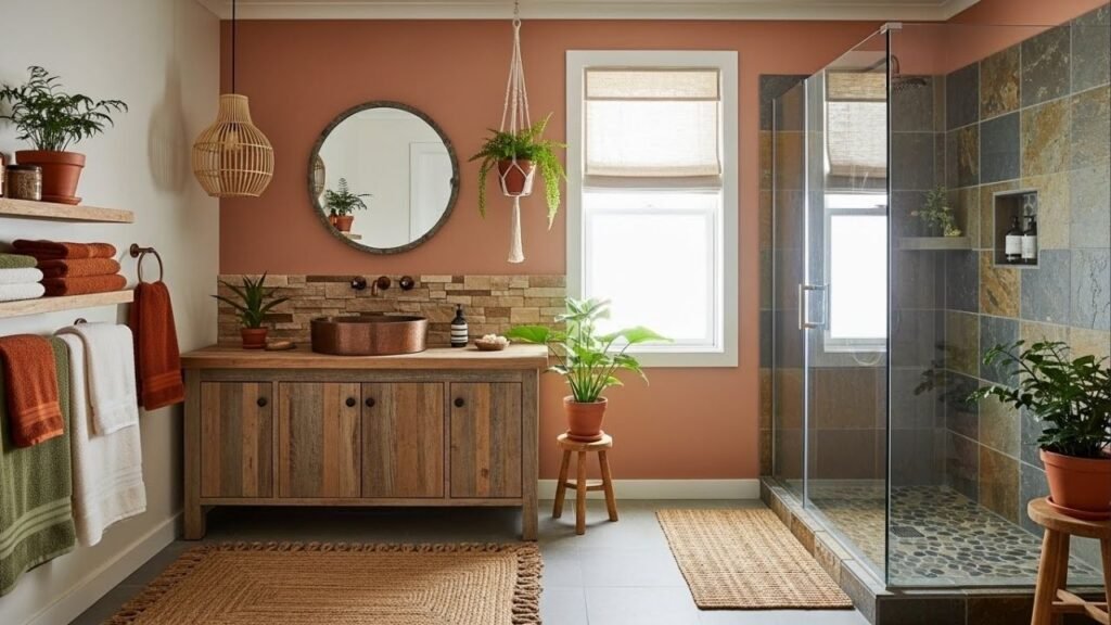 Banheiro branco sai de cena: nova tendência traz aconchego, estética natural e clima de spa em casa