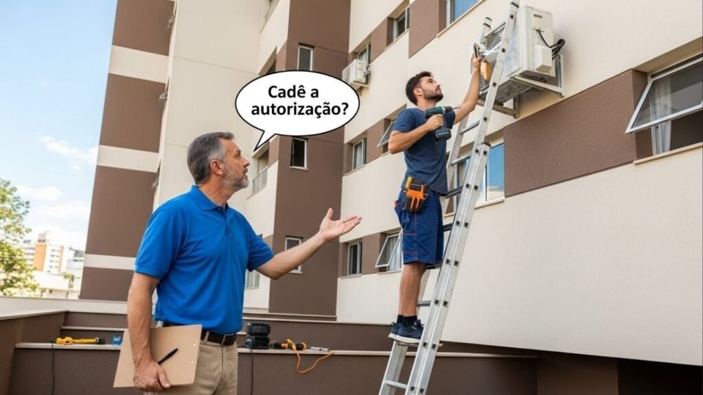 Morador instala ar-condicionado e acaba multado por mexer na fachada do condomínio