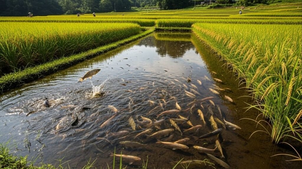 Índia ensina o mundo a produzir mais com menos ao criar peixe dentro de plantações de arroz e aumentar o lucro em até 70%