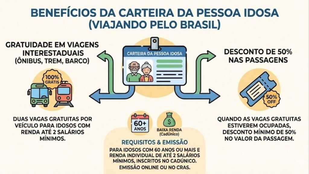 Idosos com mais de 60 anos têm direito a benefícios pouco divulgados: veja como emitir o documento online e quem não pode receber