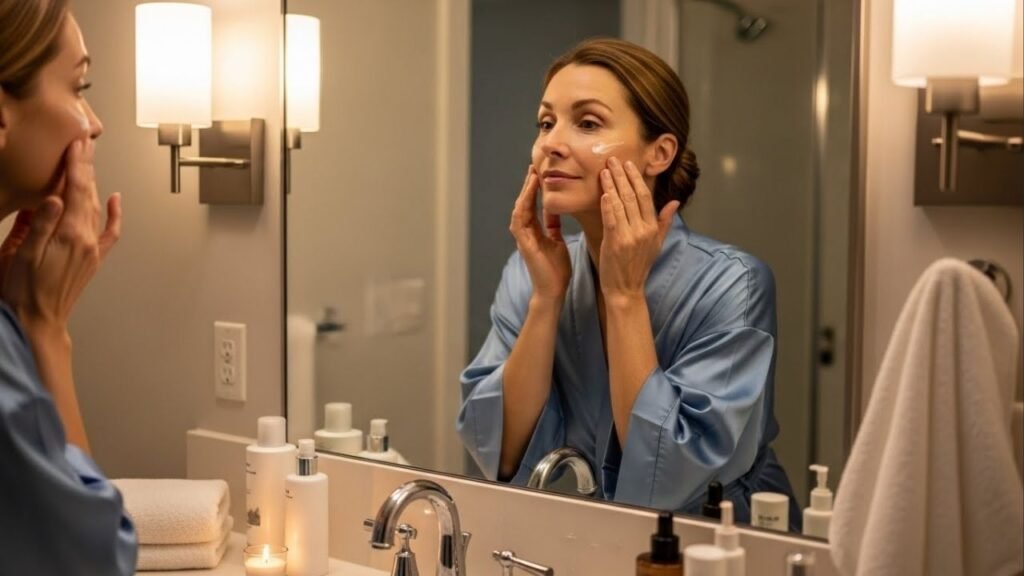 Qual a melhor rotina de cuidados noturnos para pele madura acima de 50 anos?