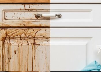 Armário da cozinha grudando? Veja como tirar gordura antiga com segurança antes que deteriore o material