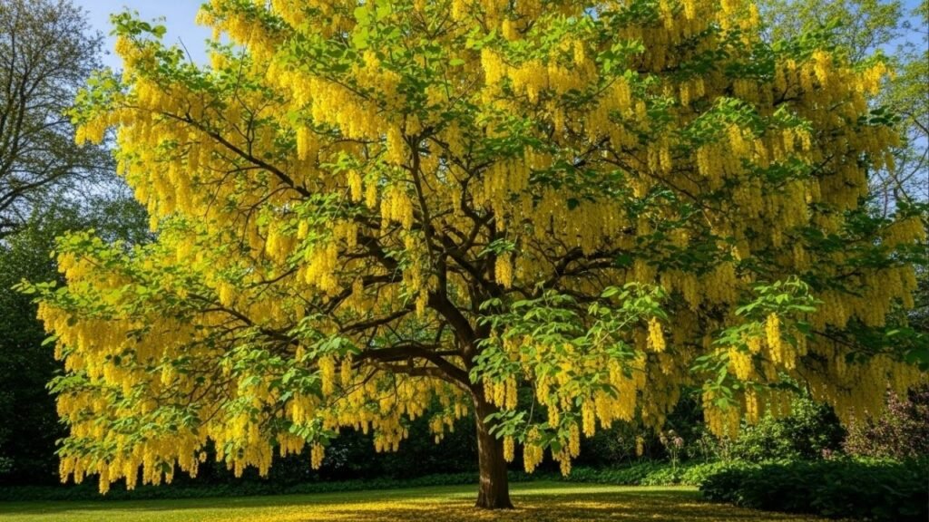 Essa árvore vira uma cascatada dourada de flores e transforma seu jardim com seu perfume