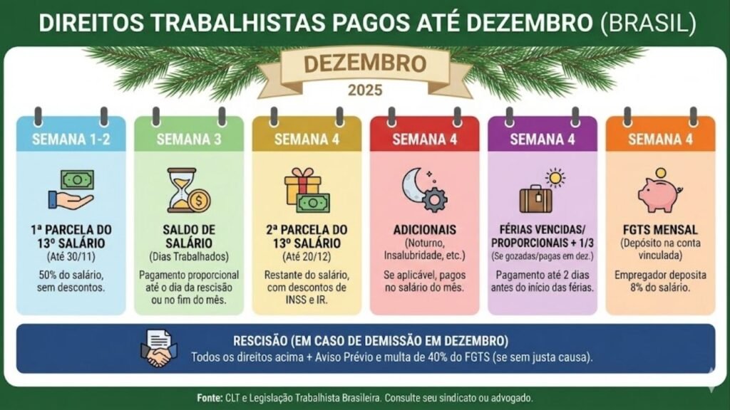Quais são os direitos trabalhistas que precisam ser pagos até dezembro para evitar multas em 2026?