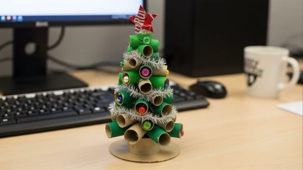 Transforme o escritório com esta decoração de Natal reciclada, bonita e quase de graça