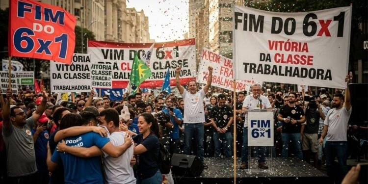 Trabalhadores comemoram fim da escala 6x1 e conquista de dois dias de folga por semana