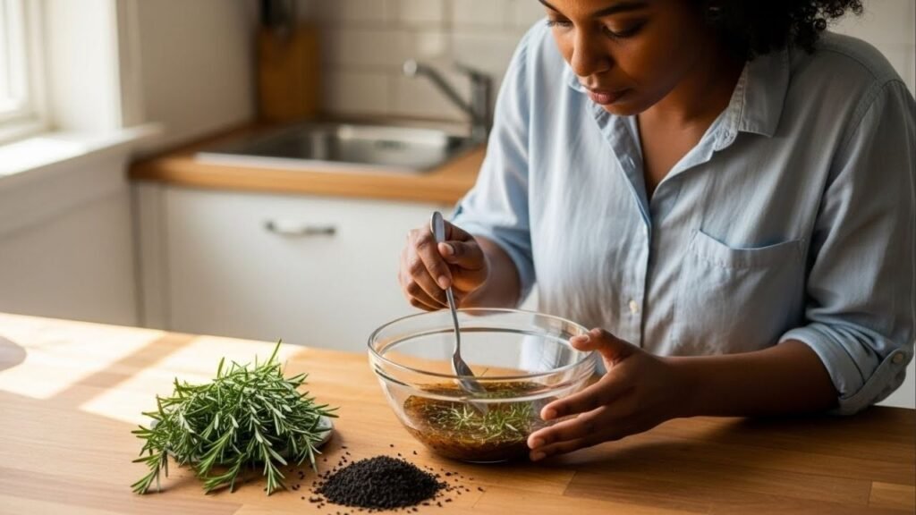 Mistura simples com ingredientes de cozinha escurece os fios brancos sem tintura nem spray