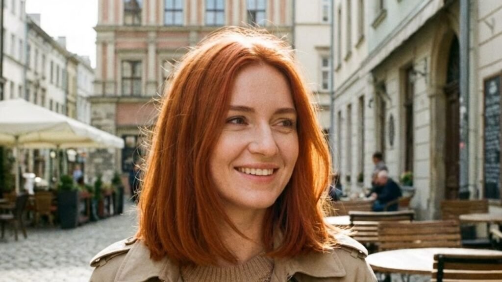 O corte médio que valoriza cabelos ruivos como se tivesse acabado de pintar