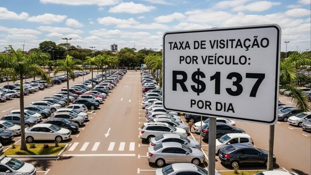 Nova regra em cidade brasileira prevê diária para turistas, com taxa de até R$ 137 por veículo, multa dobrada por fraude e teto mensal de cobranças