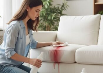 Sofás manchados estão sendo recuperados com essa mistura simples de cozinha