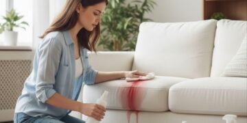 Sofás manchados estão sendo recuperados com essa mistura simples de cozinha