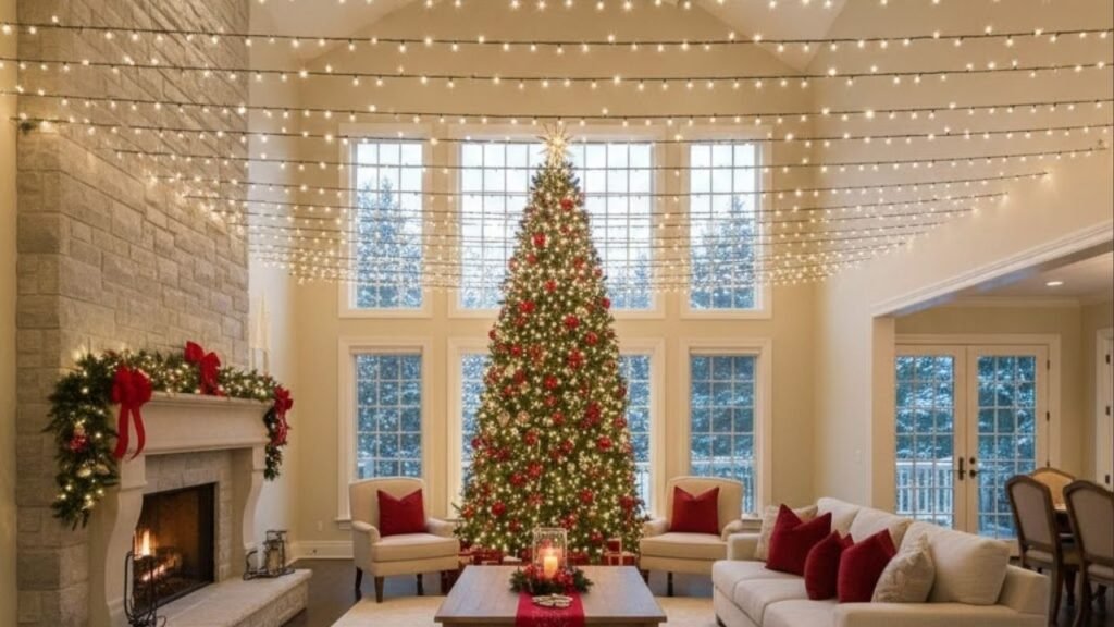 O jeito certo de usar luzes de Natal para deixar o ambiente maior e mais leve