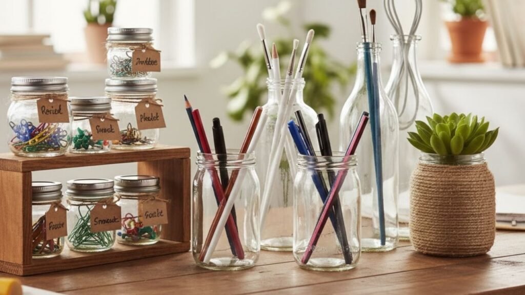 Como transformar garrafas e potes de vidro em peças decorativas úteis