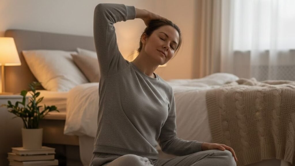 Três alongamentos suaves que avisam seu corpo que é hora de dormir