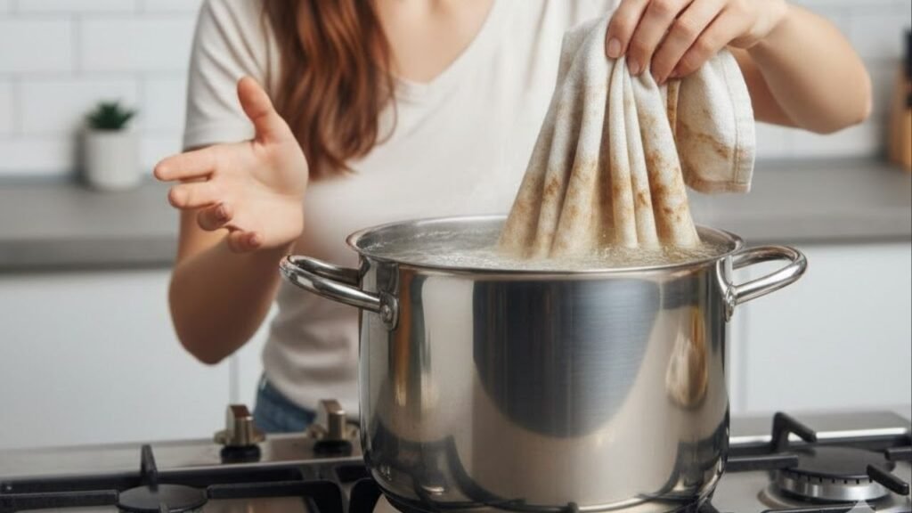 Como acabar com panos encardidos utilizando apenas água e uma panela