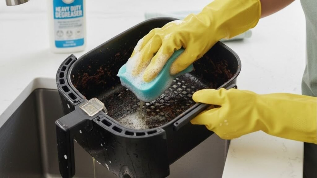 Sua airfryer está encardida? Veja o truque que solta a gordura em minutos