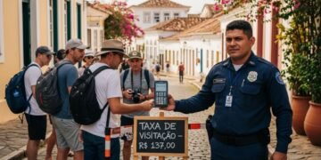Nova regra em cidade brasileira prevê diária para turistas, com taxa de até R$ 137 por veículo, multa dobrada por fraude e teto mensal de cobranças