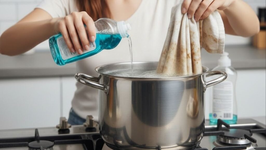 Como acabar com panos encardidos utilizando apenas água e uma panela