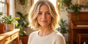 O estilo que combina loiro iluminado e corte curto para um visual mais leve e jovem