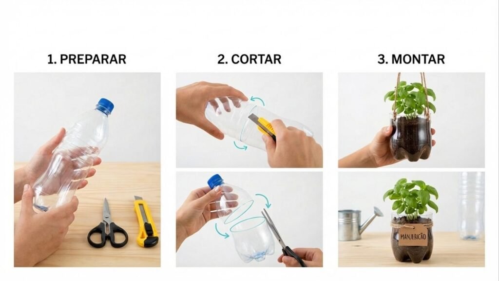 Como montar uma mini horta de temperos com garrafas em espaços pequenos