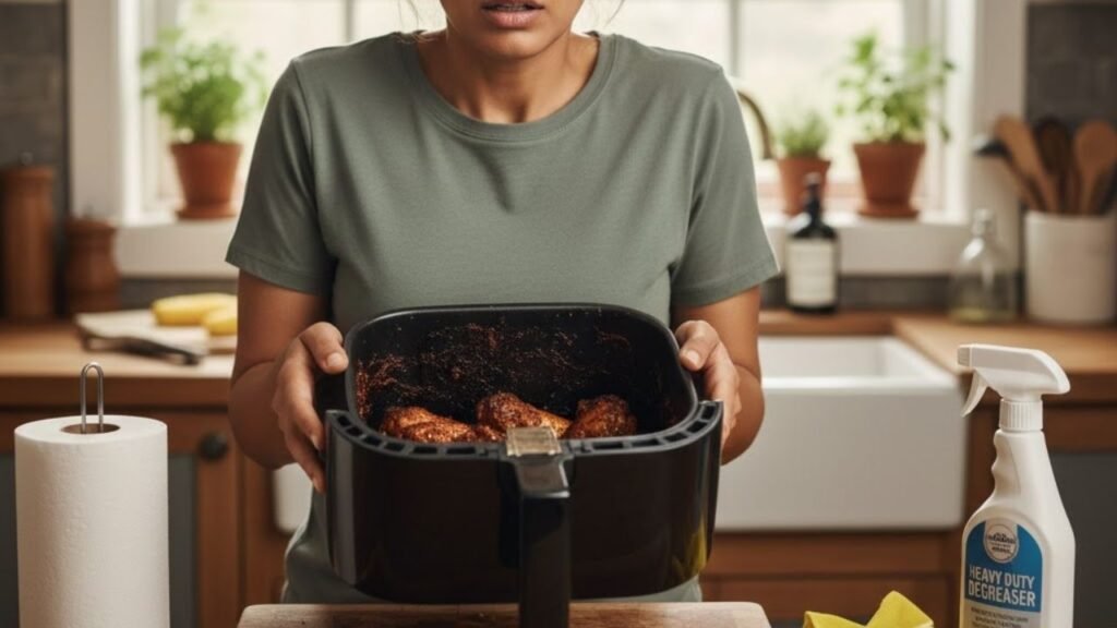 Sua airfryer está encardida? Veja o truque que solta a gordura em minutos