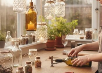 Como transformar garrafas e potes de vidro em peças decorativas úteis