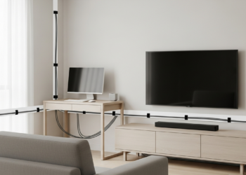 Organização de cabos que salva sua sala do caos sem gastar quase nada