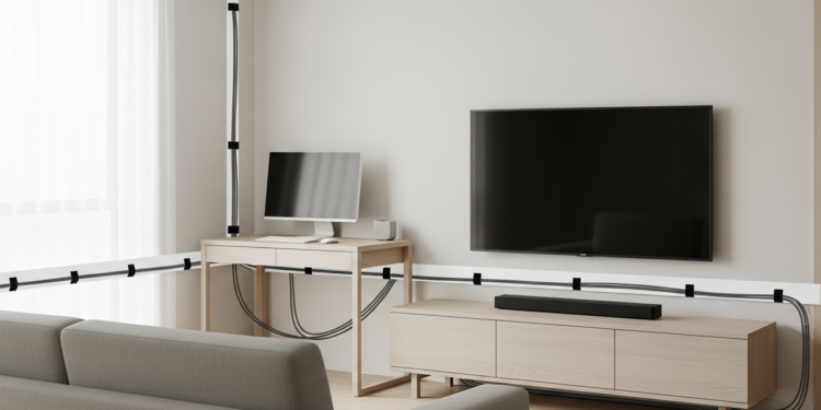 Organização de cabos que salva sua sala do caos sem gastar quase nada