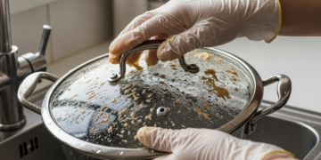 Como limpar a tampa da panela de vidro e acabar com a crosta de gordura