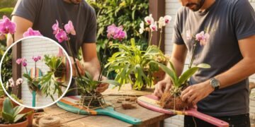 Usar uma raquete como suporte virou tendência entre quem ama orquídeas