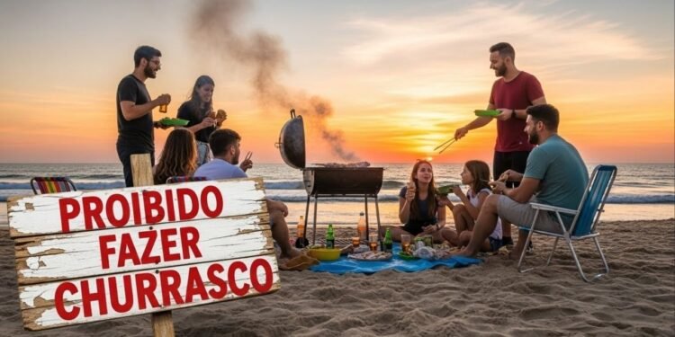 Proibição pega turistas de surpresa e churrasco na areia vira alvo de apreensão nas praias de Camaçari