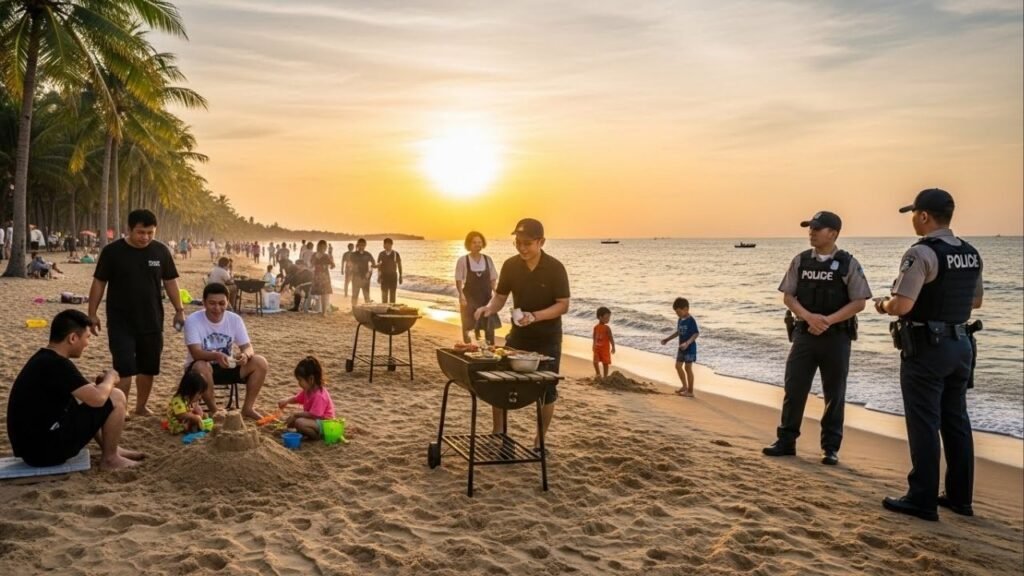 Proibição pega turistas de surpresa e churrasco na areia vira alvo de apreensão nas praias de Camaçari