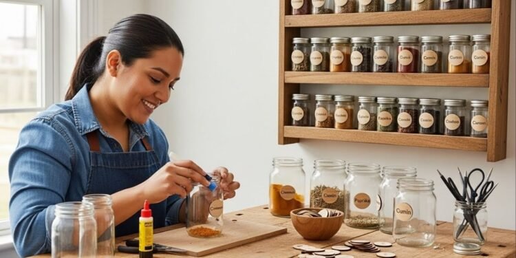 Veja como transformar potes velhos de vidro em um jogo de temperos organizado, limpo e bonito com zero custo e visual profissional