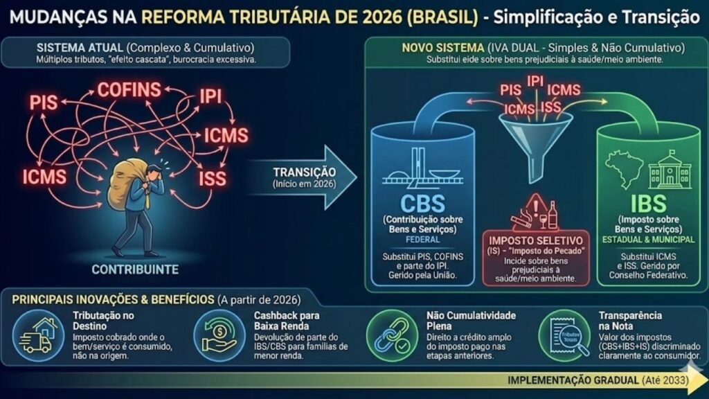 Reforma entra em vigor e tira cinco impostos de cena! Saiba o que muda na prática com o novo sistema automático