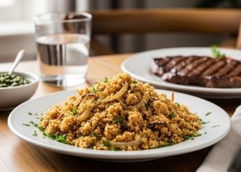 Essa farofa com cebola e manteiga virou padrão nos almoços de família por ser leve, crocante e com sabor amanteigado irresistível