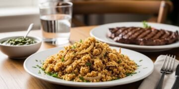 Essa farofa com cebola e manteiga virou padrão nos almoços de família por ser leve, crocante e com sabor amanteigado irresistível