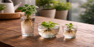 Sem terra, sem sujeira! Jardim em copos com plantas que sobrevivem só na água