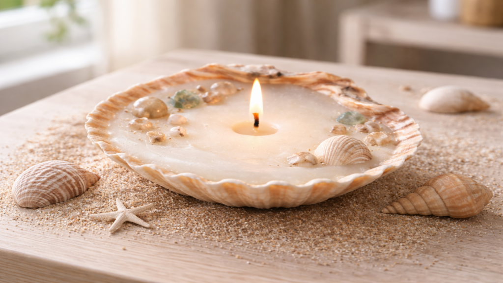 Conchas esquecidas viram velas cheias de significado