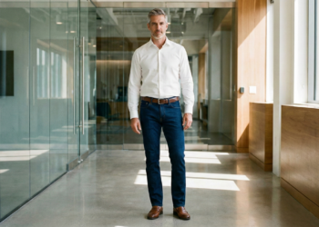 O jeans escuro ideal para homens depois dos 40