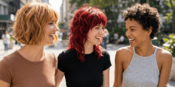 mulher com cabelos diferentes