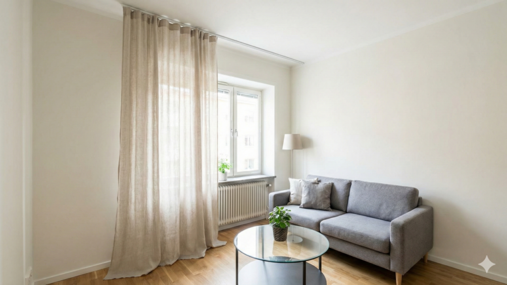 O erro comum na cortina que deixa a sala menor