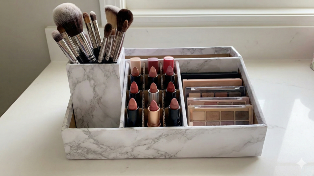 A forma mais econômica de organizar maquiagem em casa