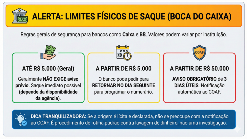Saque em dinheiro pode acender alerta fiscal