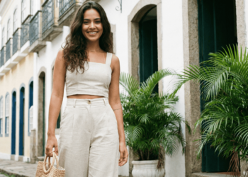 Combinar calça wide leg com top curto é tendência 2026 e cria silhueta elegante e prática