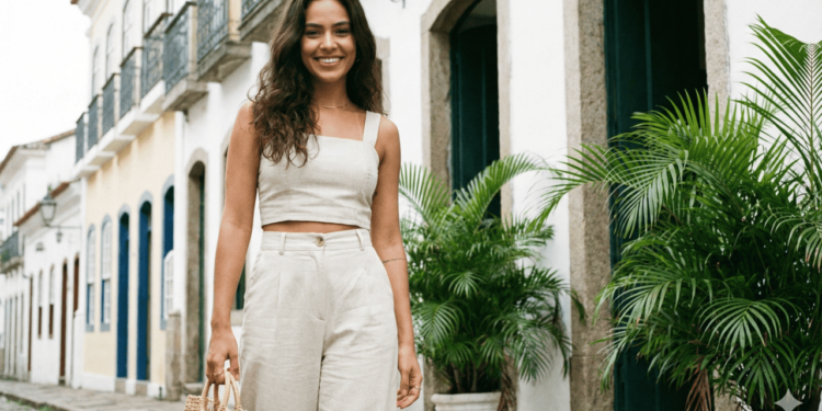 A calça wide leg tem modelagem ampla e reta desde a cintura até a barra, sem afunilar nas pernas