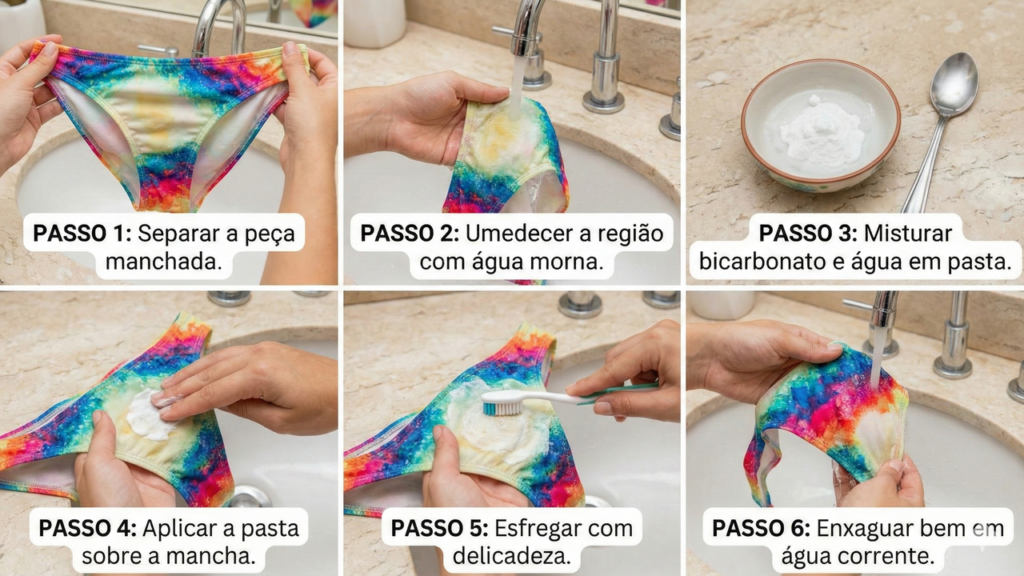 O truque com bicarbonato que tira mancha de protetor do biquíni