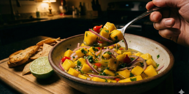 Essa mistura simples de manga surpreende logo na primeira garfada